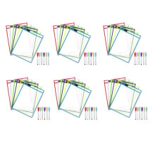 Pochettes EffaçAbles à Sec RéUtilisables, Paquet de 36 Pochettes EffaçAbles à Sec RéUtilisables, Protecteur de Feuille de Couleurs Assorties,