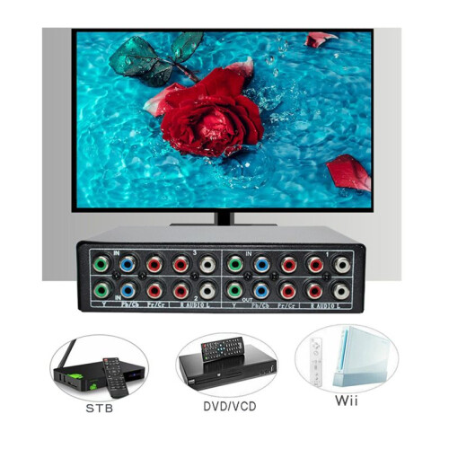 2X RGB Component  Selector 5 RCA 3-Way YPBPR Cable Component  AV Switcher for PS2   DVD Player TV 2