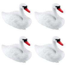 4X Zwanenlokvogels, Drijvende Plastic Zwaan, Witte Zwaanstandbeelddecoratie Huisdierlokvogels, Simulatiezwaanlokvogels, Witte Zwaanstandbeeld