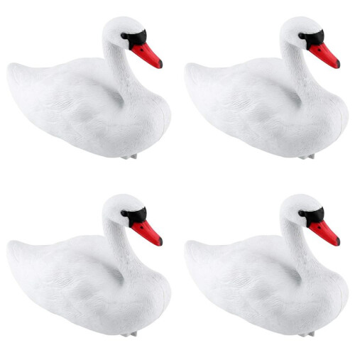 4X Svanlock, Flytande Plastsvan, Vit Svanstatydekoration Pet-Lock, Simuleringssvanlock, Vit Svanstaty