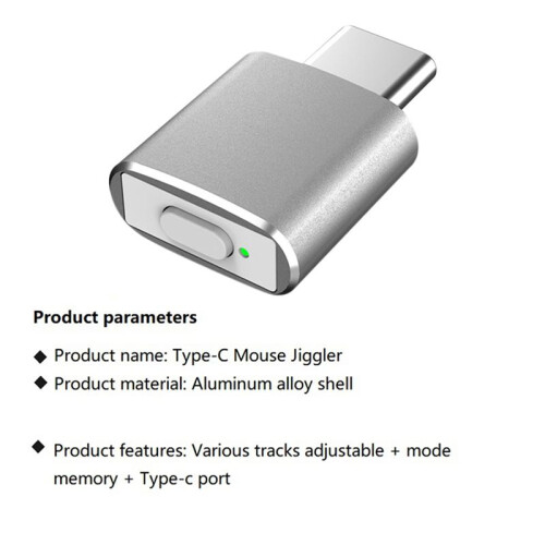 2X USB C Mouse Jiggler Undetectable Automatic Type C Mouse Mover 3 Jiggle Modes Driver-Free Silver 1