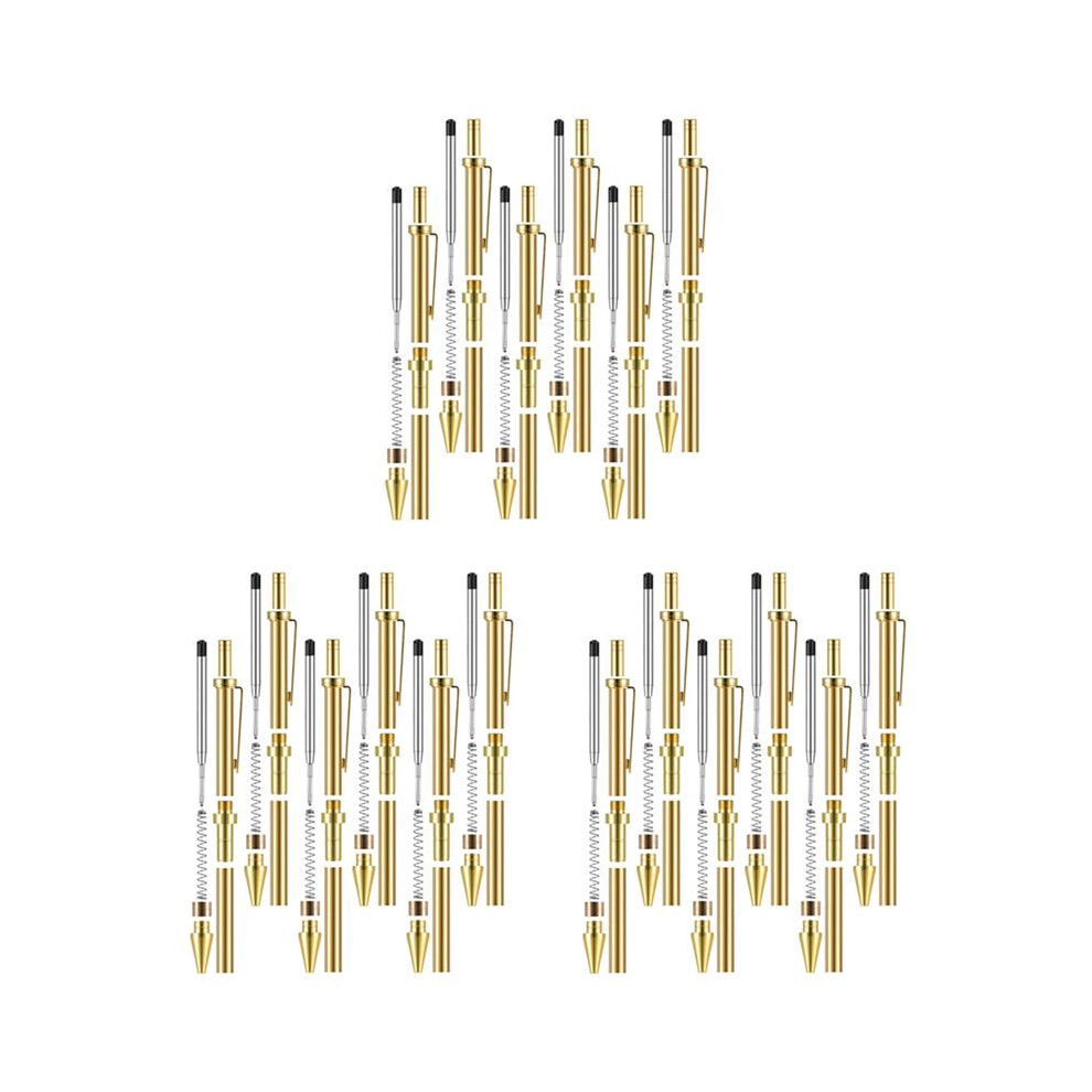 18 Piece Retractable Pen Kit For Wood Turning 8Mm Click Pen Kit With Refills Lathe Turning Supplies For Pen Making Wood 4711242740338