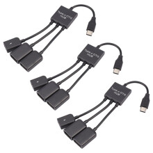3X USB 3.1 Type C Male to 2 Dual USB A 2.0 Female + Micro-USB Female 3 in 1 OTG HUB