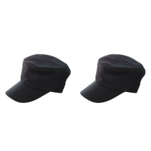 2X Stilvolle Plain Army Cap Castro Cadet Patrouillenmütze Hut Einstellbar (Schwarz)