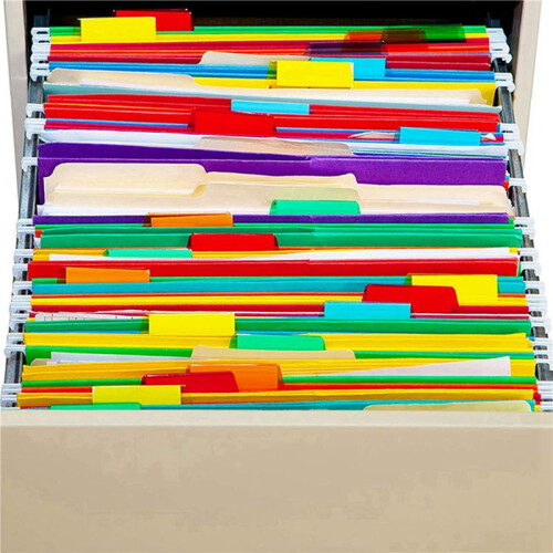 240 Sets Multicolor Hanging File Folder Tabs with Blank Inserts 2 Inches Plastic Hanging File Tabs for Hanging Folders 1