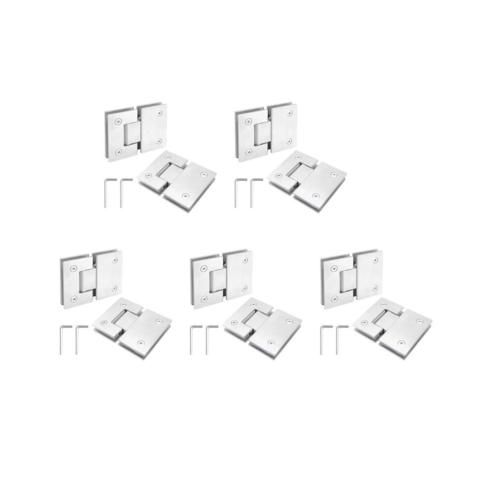 10 Pack 180 Degree Frameless Glass Shower Door Hinges, Brushed Nickel Shower Door Hinges Heavy Duty 304 Stainless Steel 6032355686312