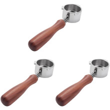 3X Bottomless Portafilter 51mm for EC680/EC685 Coffee Machine Filter 51mm, Three Ear Wooden Handle