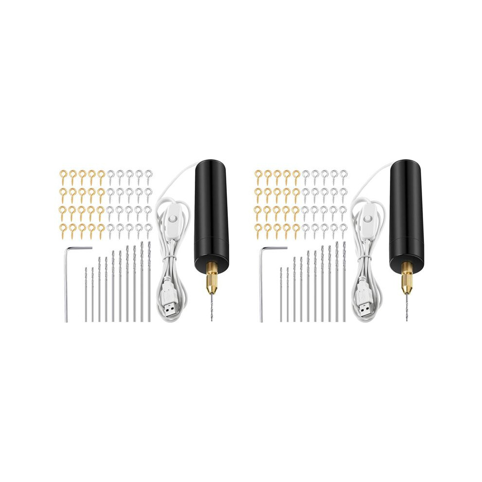 2X Electric Resin Drill Set,Including Eye Screws,Twist Drill Bits Tools,Electric Drill For Diy Keychains Crafts Making 4712411521628