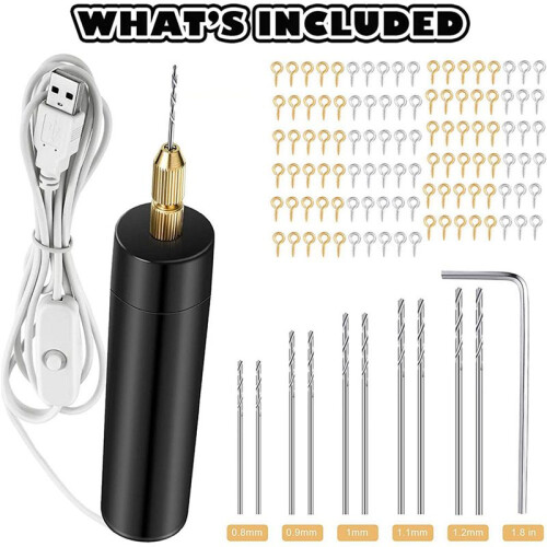 2X Electric Resin Drill Set,Including Eye Screws,Twist Drill Bits Tools,Electric Drill for DIY Keychains Crafts Making 2