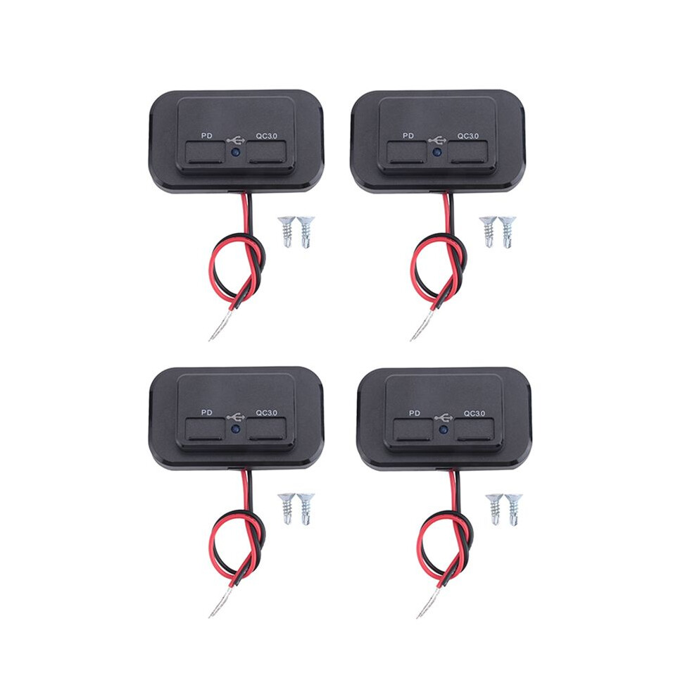 4X Usb+Pd Car Charger Socket 12V/24V Usb Charging Splitter Outlet Power-Adapter For Motorcycle -Truck 4713277600601