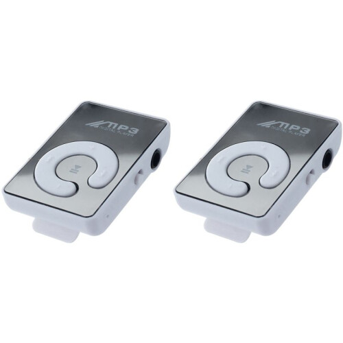 2X  Mirror Clip USB Digital Mp3 Music Player Support 8GB  TF Card White