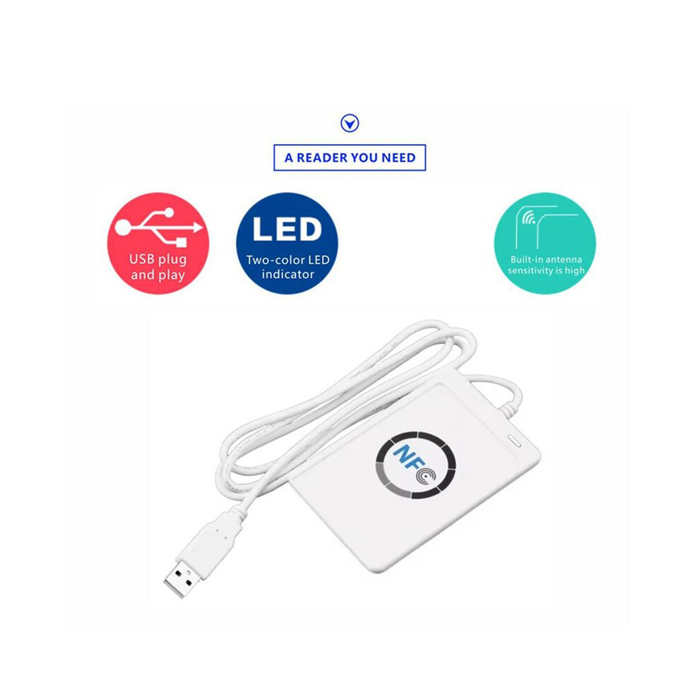 10X Acr122u Rfid Ic Card Reader Duplicator Contactless Writer Copier Writable Clone 13.56Mhz Id Ic Card Copier White 4713617408027