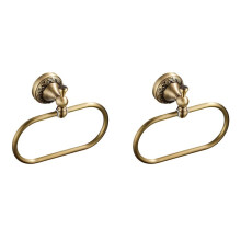 2X Oval Towel Ring Antique Brass Exquisite Pattern Carving Hanger Hand Towel Holder for Bathroom Kitchen Accessories