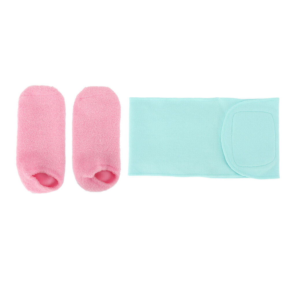 Pink/Blue Moisturizing Gel Foot Socks With Neck Cover, Reusable, Prevents Cracks