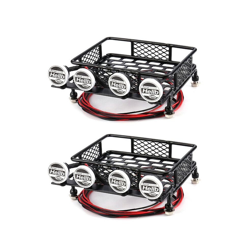 2X Metal 115X107mm Luggage Carrier Roof Rack With Spotlights For Cc01 Cr01 Rc4wd D90 Axial Scx10 1/10 6031977061606