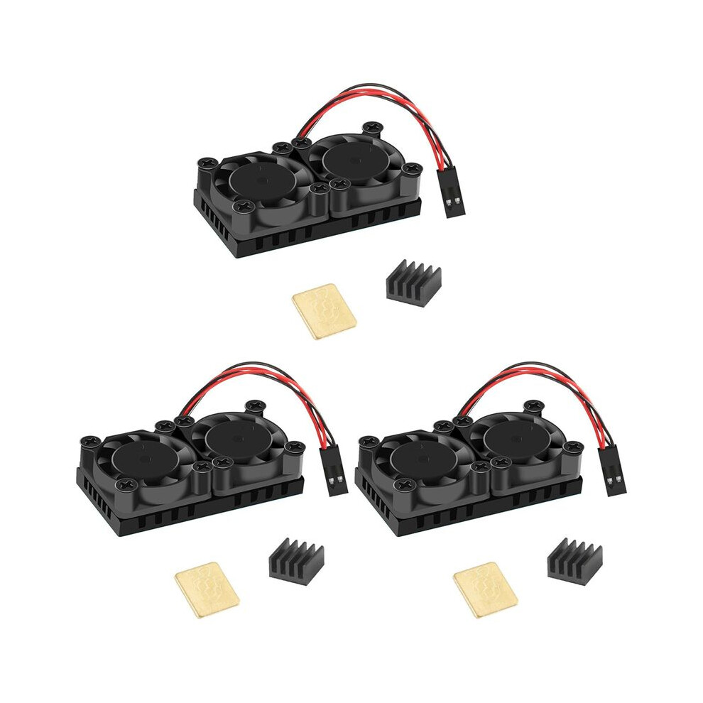 3X Dual Fan With Heat Sink Double Cooling Fans Cooler For Raspberry Pi 4B 4711789936546