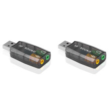 2X External USB Sound Card 3D Audio Headset Microphone Adapter for PC Desktop Support for Three-Dimensional Sound
