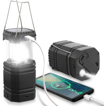 ROCAM Rechargeable Camping Lights, LED Solar Camping Wind up Lantern, Hand Crank Emergency Light with 3000mAh Battery for Camping, Hiking, Fishing, S