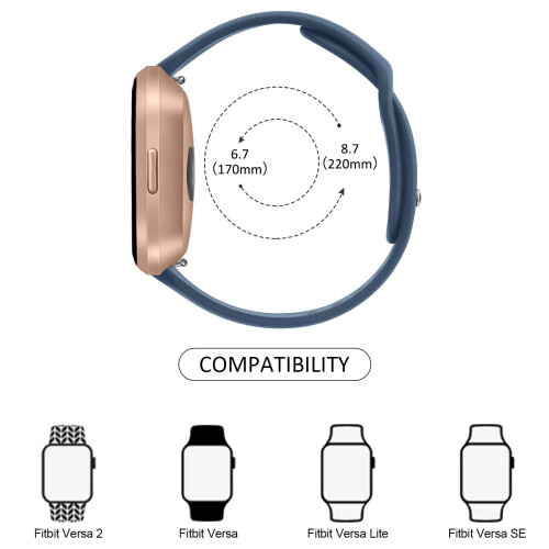 Vancle Straps for Fitbit Versa 2 Straps, Classic Silicone Adjustable Replacement Band for Fitbit Versa 2 / Fitbit Versa Lite/Fitbit Versa (Deepblue) 1