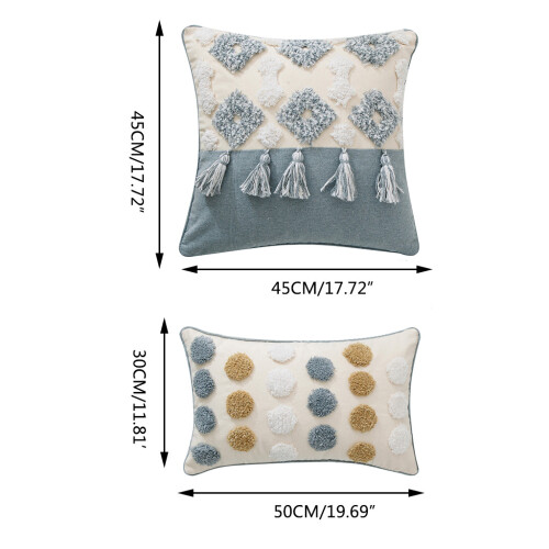 Housse de coussin touffetée style Boho,-Barre verticale 45*45cm 2