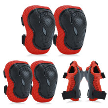 Adjustable Kids Knee Pads Elbow Pads Wrist Guards Set for 3-8 Years Red Protective Gear for Roller Skating BMX Cycling Football