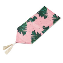 Drapeau de chemin de table de luxe en satin-Forêt tropicale rose