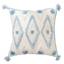 Coussin nordique marocain pour étui, glands-Carré bleu 45*45cm