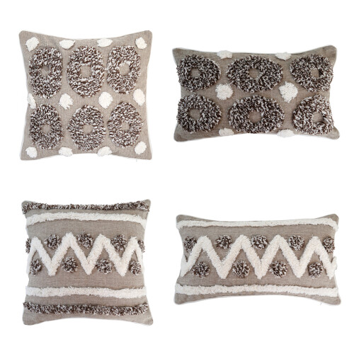 Housse de coussin tissée touffetée style bohème, coussin-2 1