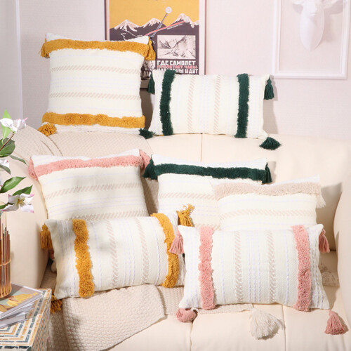 Housse de coussin lombaire de style marocain-45*45cm blanc crème 1