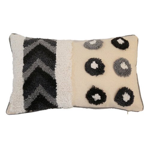 Housse de coussin touffetée Boho, coussin géométrique-2