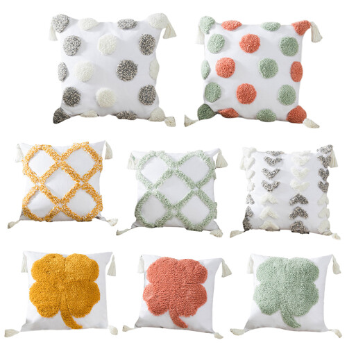Housse de coussin décorative touffetée style Boho, coussin-8067 1