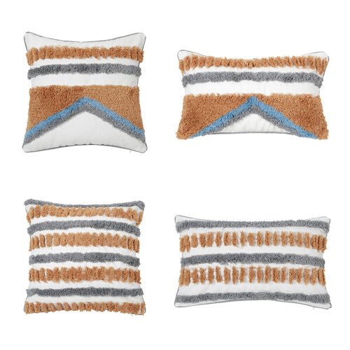 Housse de coussin tissée touffetée style bohème, style-1 1