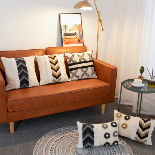Housse de coussin touffetée style Boho, coussin géométrique-5 2
