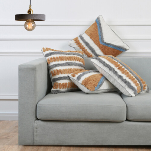 Housse de coussin tissée touffetée style bohème, style-1 2