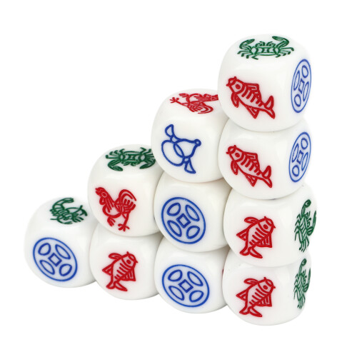 10PCS 14MM White Plastic Rounded Dice Set for Board & Fish Games 2