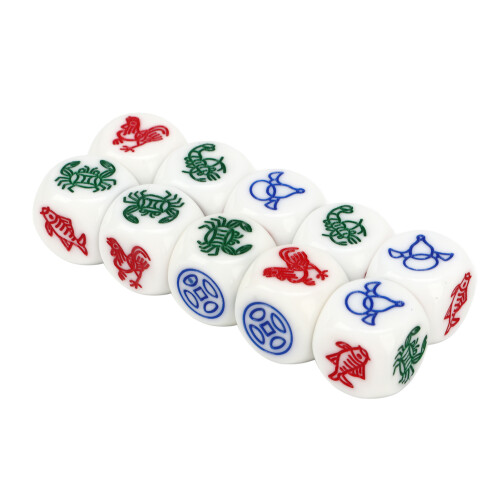 10pcs White 14MM Plastic Rounded Dice Set for Board Games