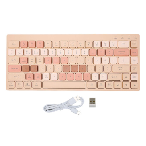84 Keys Wireless Bluetooth Keyboard, 2000mAh, Milk Tea Color 1