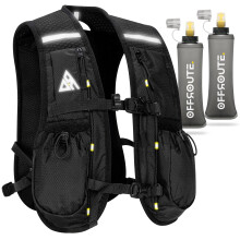 OFFROUTE Running Vest - Hydration Vest with Water Bottle -Adjustable Unisex Reflective Vest with Phone Holder and Storage - Lightweight and Durable R