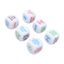 Set di 6 dadi da bere bianchi grandi per feste e giochi, 25mm