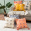 Housse de coussin carrée à pompons décoratifs style-Orange 4