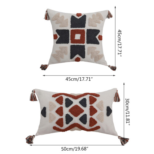 Oreiller touffeté géométrique Boho, pour étui, pompon-6 2