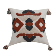 Oreiller touffeté géométrique Boho, pour étui, pompon-1