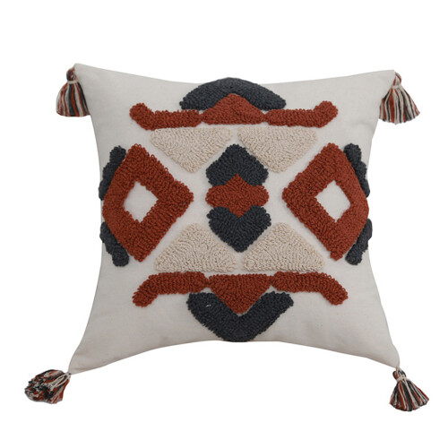Oreiller touffeté géométrique Boho, pour étui, pompon-1
