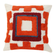 Housse de coussin Tribal Boho en éponge touffetée, taie-Orange