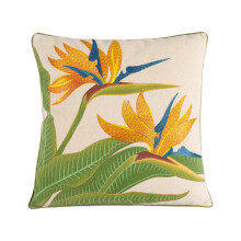Housse de coussin brodée de fleurs, housse de coussin-Jonquille