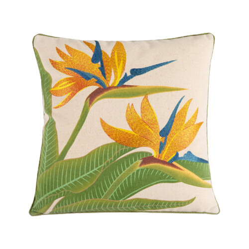 Housse de coussin brodée de fleurs, housse de coussin-Jonquille