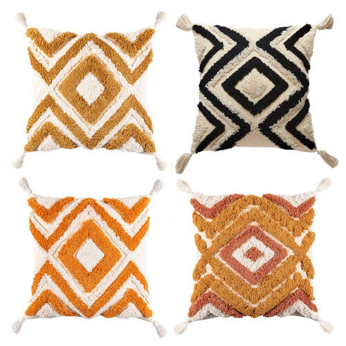 Housse de coussin de Style nordique, style Boho, touffeté en-2 1