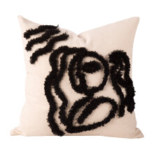 Housse de coussin touffetée à motif abstrait irrégulier,-Noir