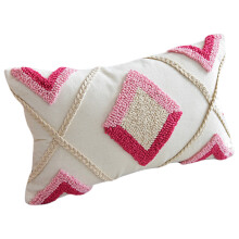 Housse de coussin touffetée en dentelle losange, housse-30*50cm