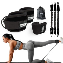 Bear Grip Hip Band Circle - Glute Activation Band Heavy Elasticated Cotton in two sizes ideal for warm ups (Black, Cables + Bundles)